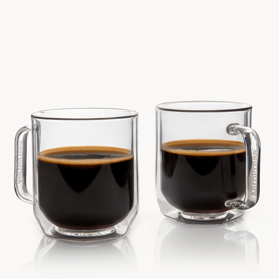 AeroPress Double Wall Glass Coffee Mug - 2 Pack - Brewing Companion for Everyday Coffee