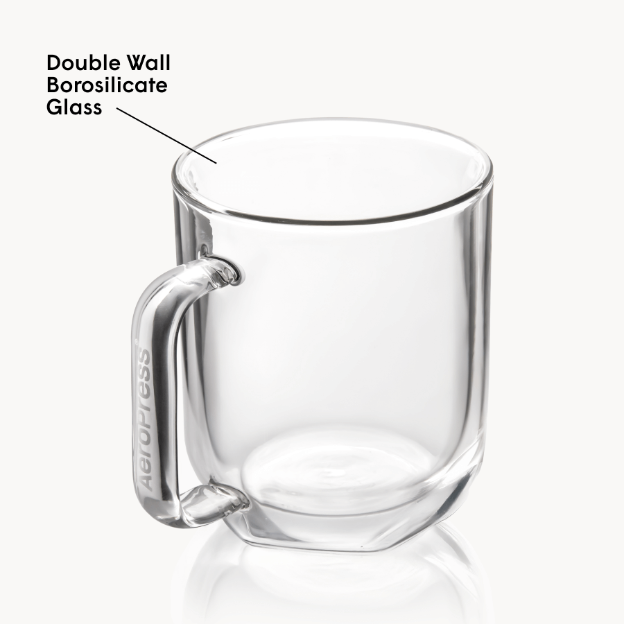AeroPress Double Wall Glass Coffee Mug - 2 Pack - Brewing Companion for Everyday Coffee